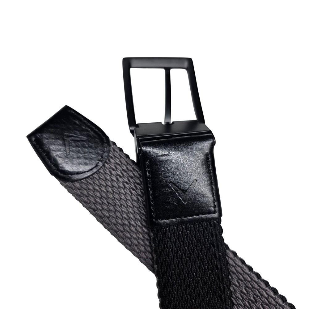 Callaway Men Reversible Webbed Golf Belt Black Grey Stretch Size 38-40 SwissTech